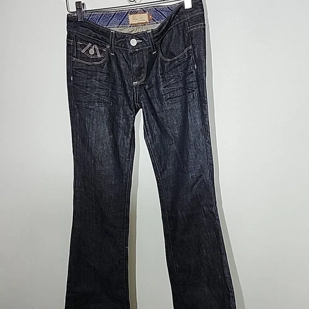 Paige Premium Denim Women’s Size 26 Fairfax Boot Cut Denim Jeans Rear Flaps Dark